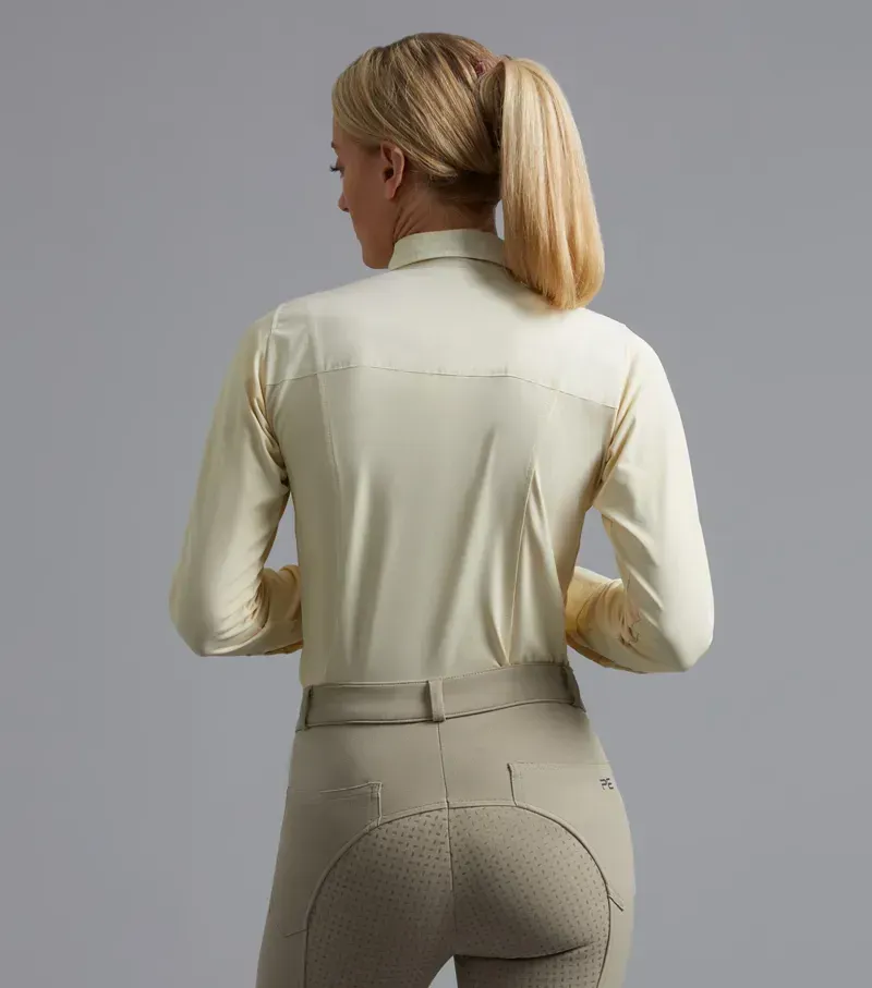 Premier Equine Ladies Tessa Long Sleeve Tie Shirt - Vanilla-2