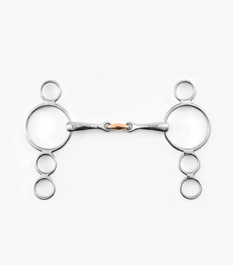 Premier Equine Three Ring Dutch Gag With Copper Lozenge - Silver