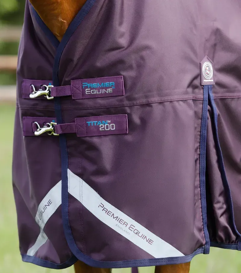 Premier Equine Titan 200g Turnout Rug with Snug-Fit Neck Cover - Purple-4