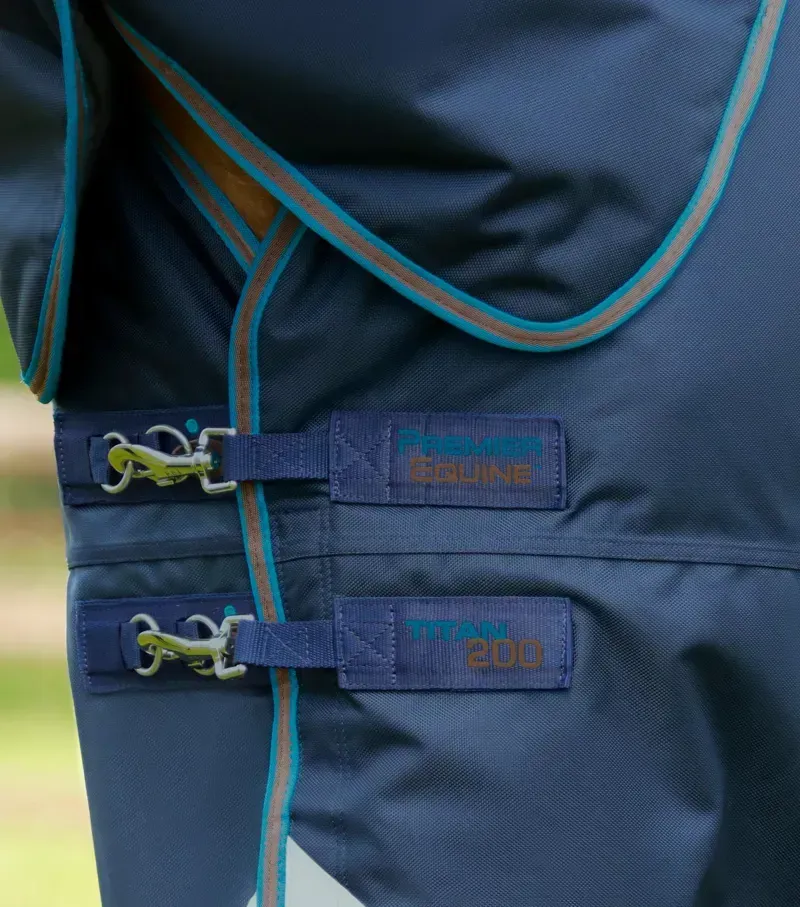 Premier Equine 200g Titan Turnout Rug With Snug-Fit Neck Cover - Navy-2