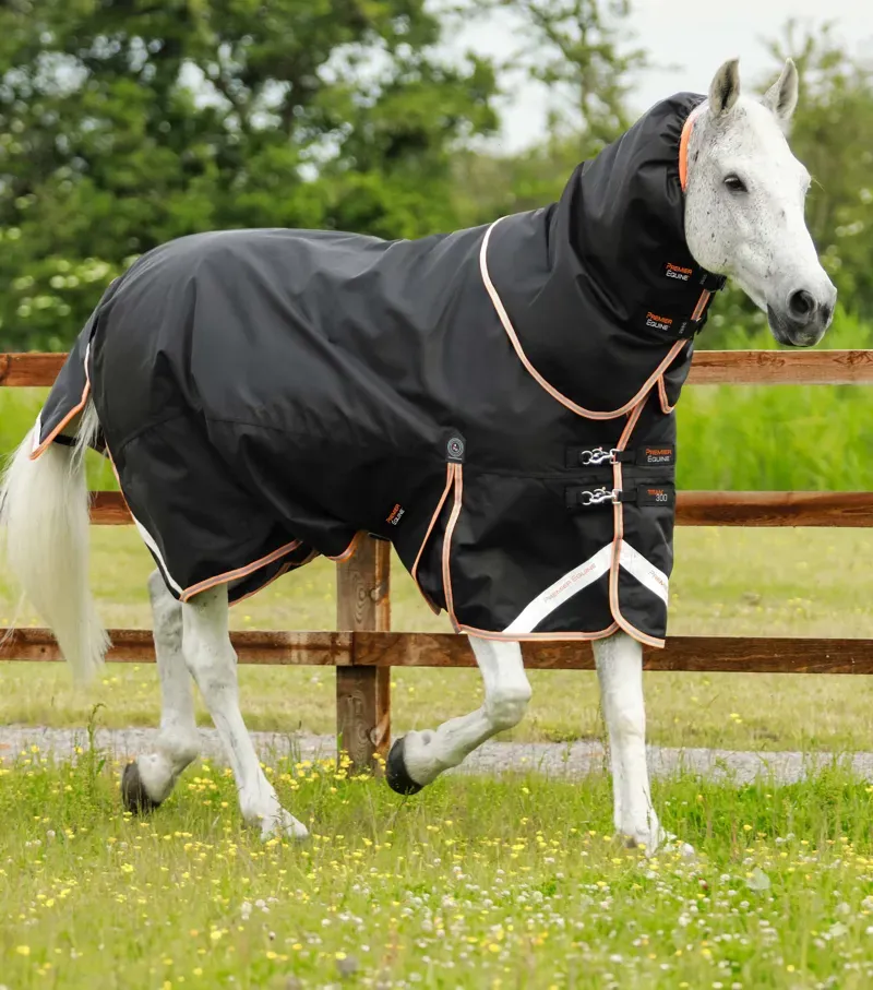 Premier Equine Titan 300g Turnout Rug With Snug-Fit Neck Cover - Black