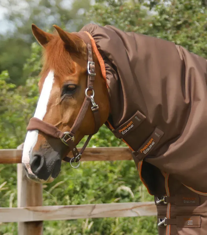 Premier Equine 300g Titan Turnout Rug With Snug-Fit Neck Cover - Brown-2