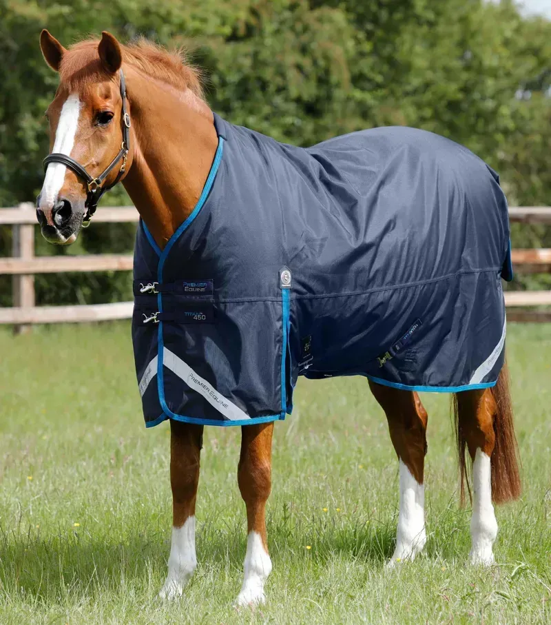 Premier Equine Titan 450g Turnout Rug With Snug-Fit Neck Cover - Navy