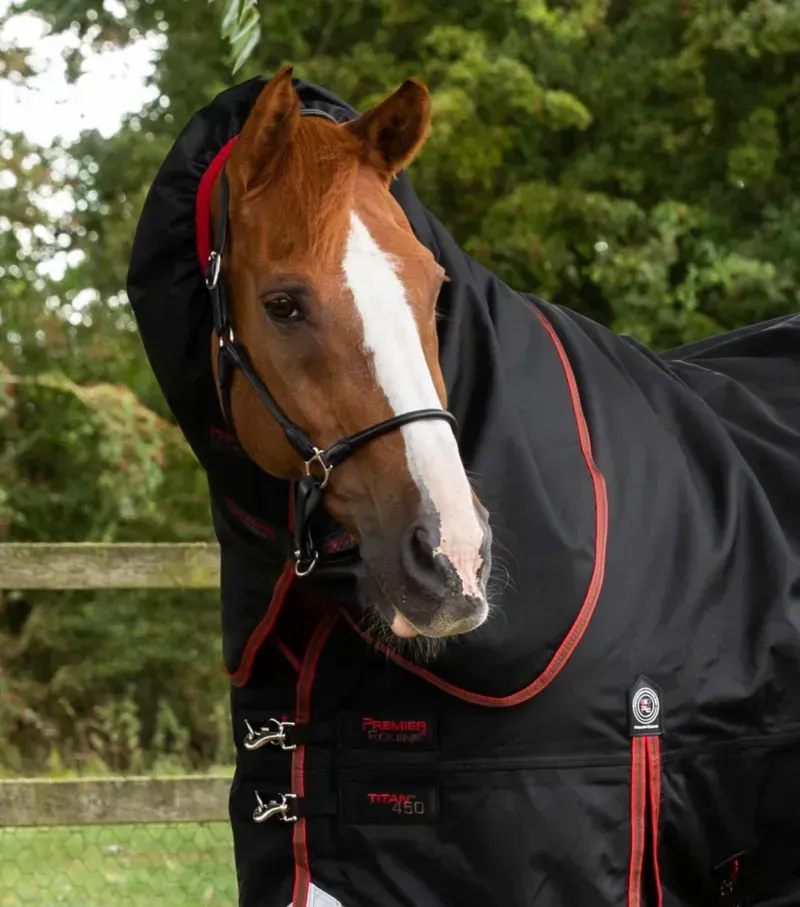 Premier Equine Titan 450g Turnout Rug With Snug-Fit Neck Cover - Black-1