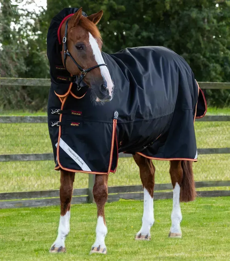 Premier Equine Titan Storm 450g Combo Turnout Rug with Snug-Fit Neck - Black