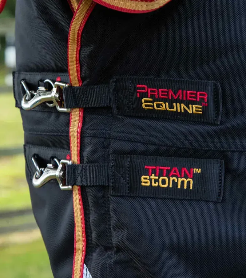 Premier Equine Titan Storm 450g Combo Turnout Rug with Snug-Fit Neck - Black-2