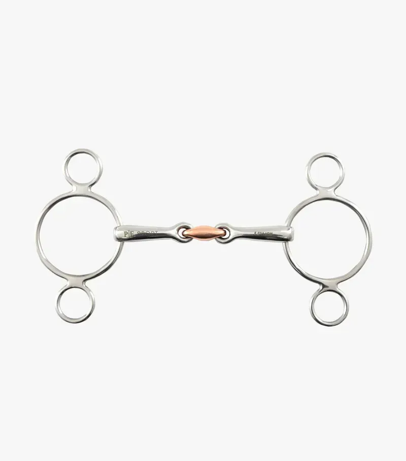 Premier Equine Two Ring Gag With Copper Lozenge - Silver