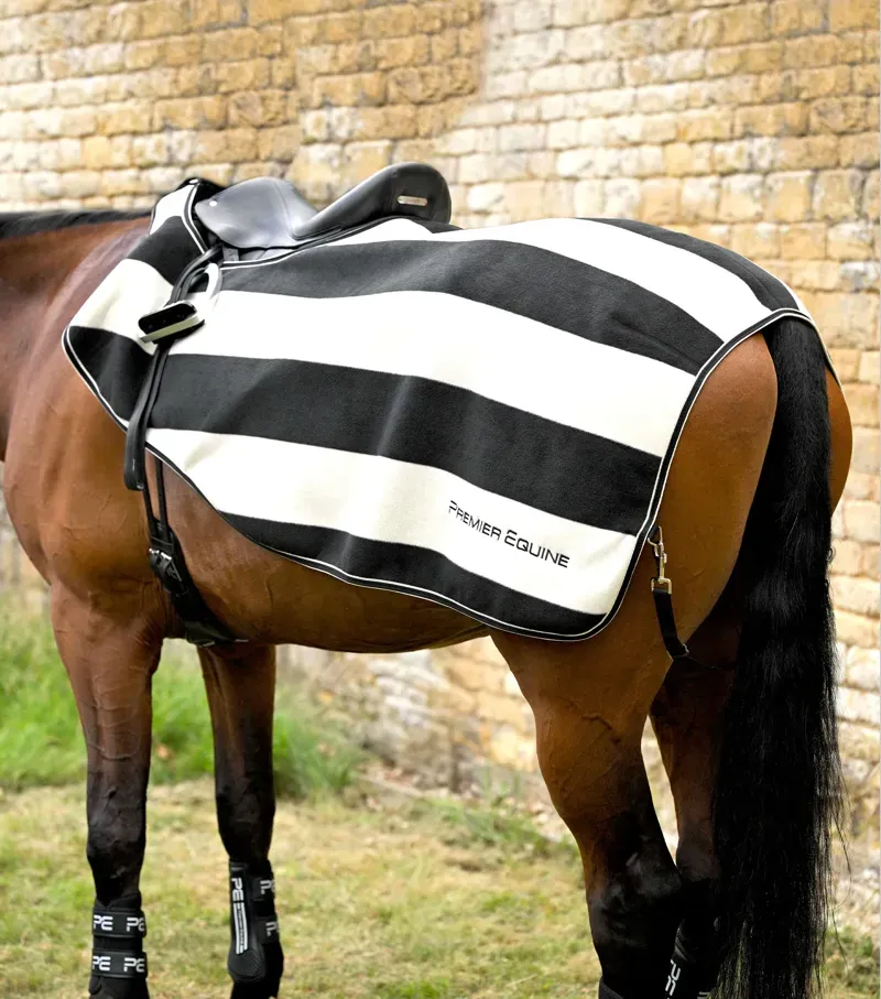 Premier Equine Vellus Horse Fleece Exercise Rug - Black/White
