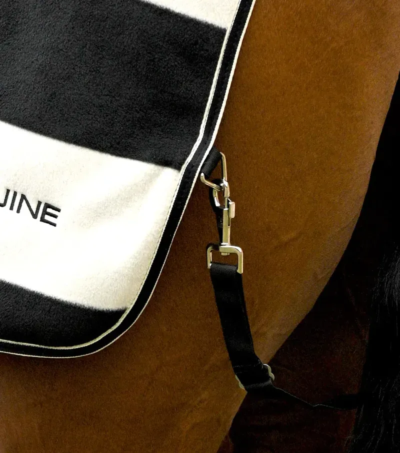 Premier Equine Vellus Horse Fleece Exercise Rug - Black/White-3