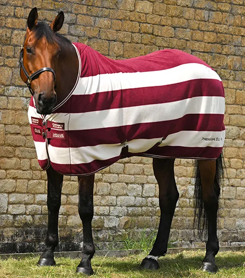 Premier Equine Vellus Horse Fleece Rug - Burgundy/White