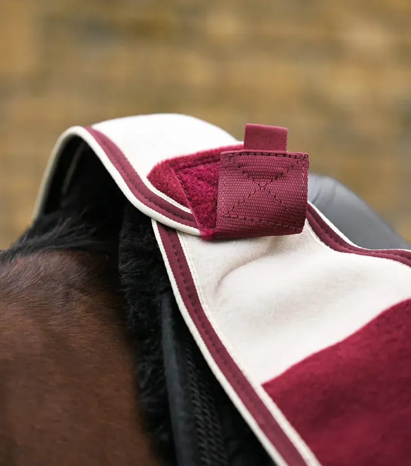 Premier Equine Vellus Horse Fleece Exercise Rug - Burgundy/White-1