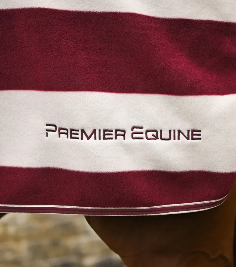 Premier Equine Vellus Horse Fleece Exercise Rug - Burgundy/White-2