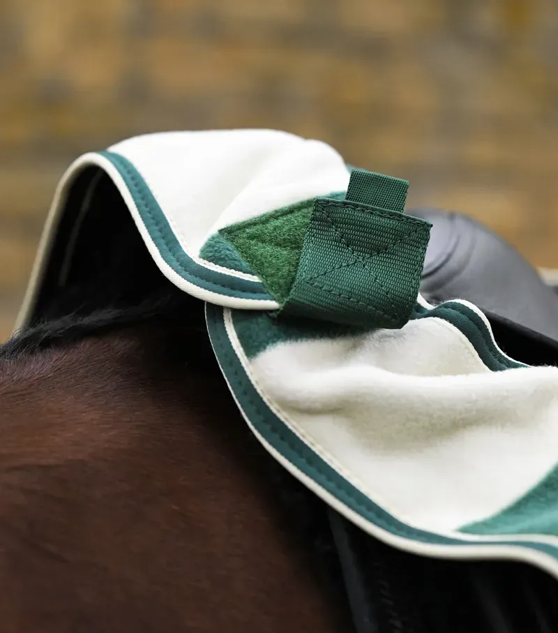 Premier Equine Vellus Horse Fleece Exercise Rug - Green/White-1