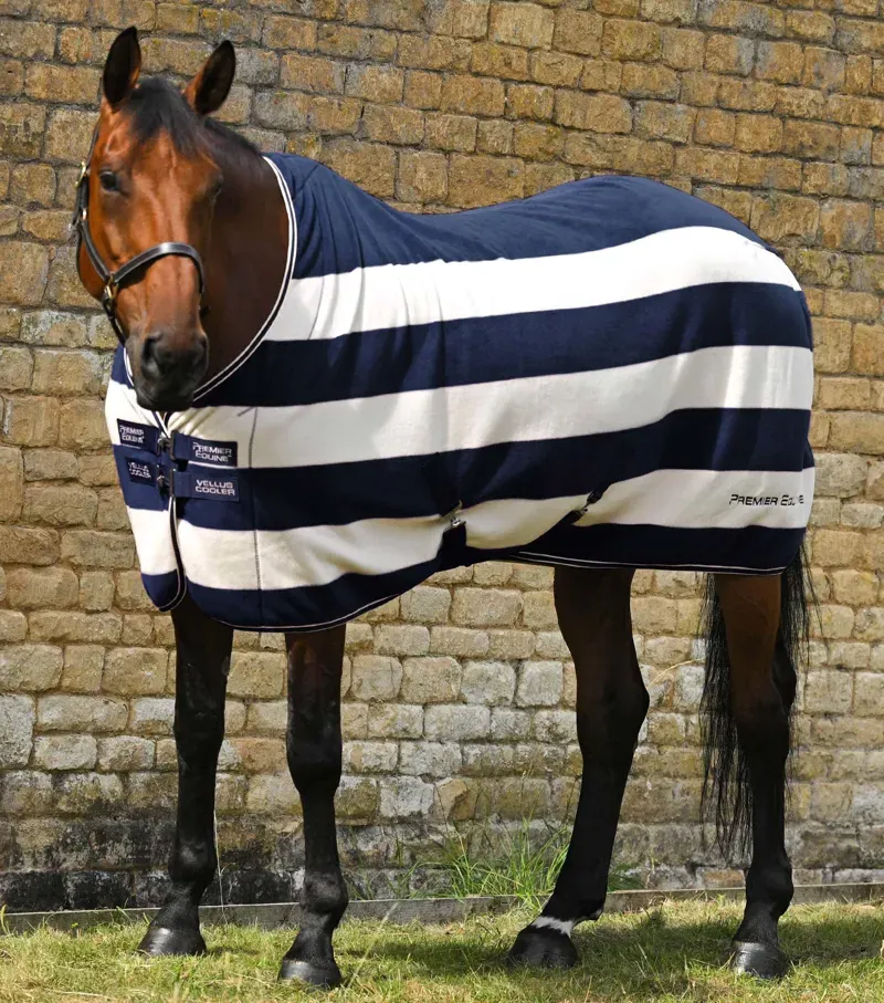 Premier Equine Vellus Horse Fleece Rug - Navy/White