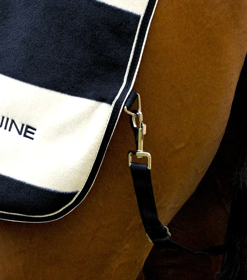 Premier Equine Vellus Horse Fleece Exercise Rug - Navy/White-3