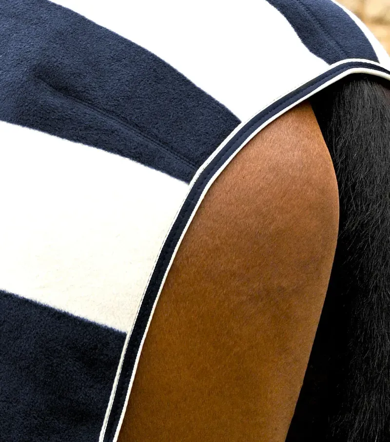 Premier Equine Vellus Horse Fleece Exercise Rug - Navy/White-4
