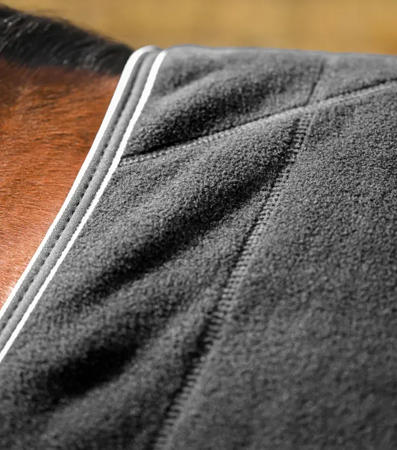 Premier Equine Vellus Horse Fleece Rug - Black/White-2