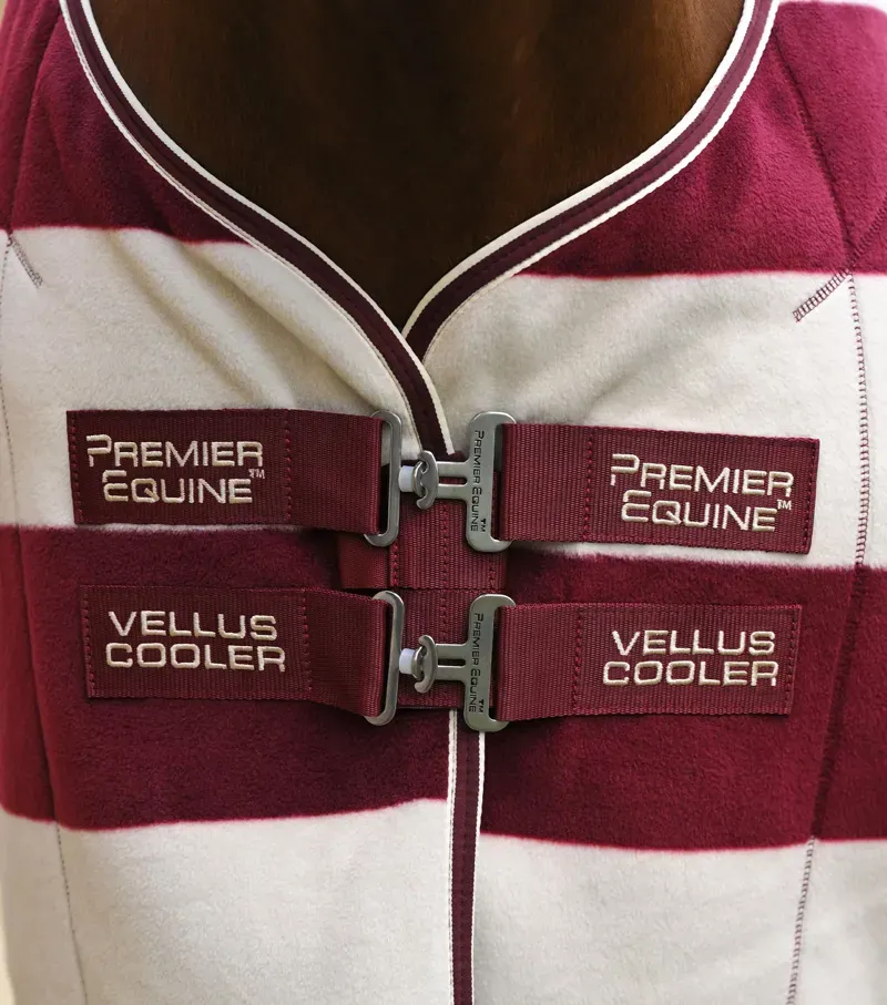 Premier Equine Vellus Horse Fleece Rug - Burgundy/White-1