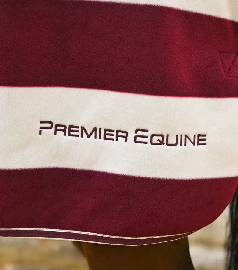 Premier Equine Vellus Horse Fleece Rug - Burgundy/White-3