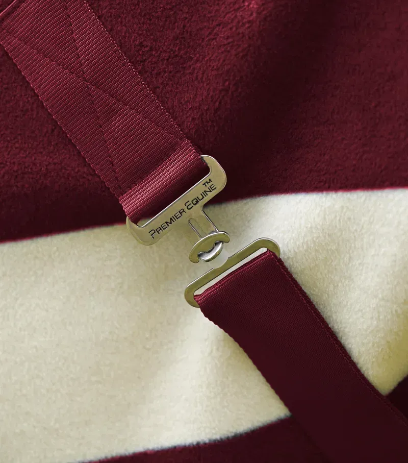 Premier Equine Vellus Horse Fleece Rug - Burgundy/White-4
