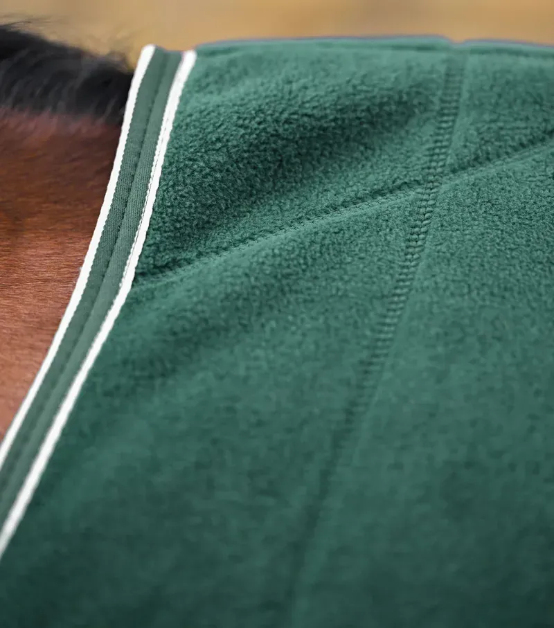 Premier Equine Vellus Horse Fleece Rug - Green/White-2