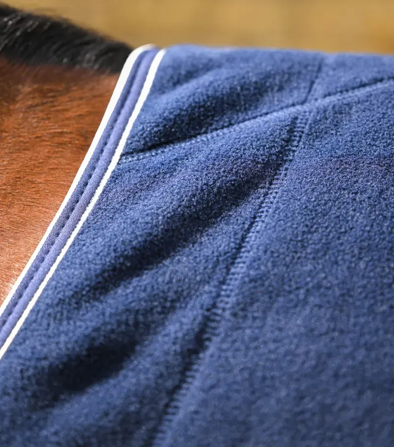 Premier Equine Vellus Horse Fleece Rug - Navy/White-2