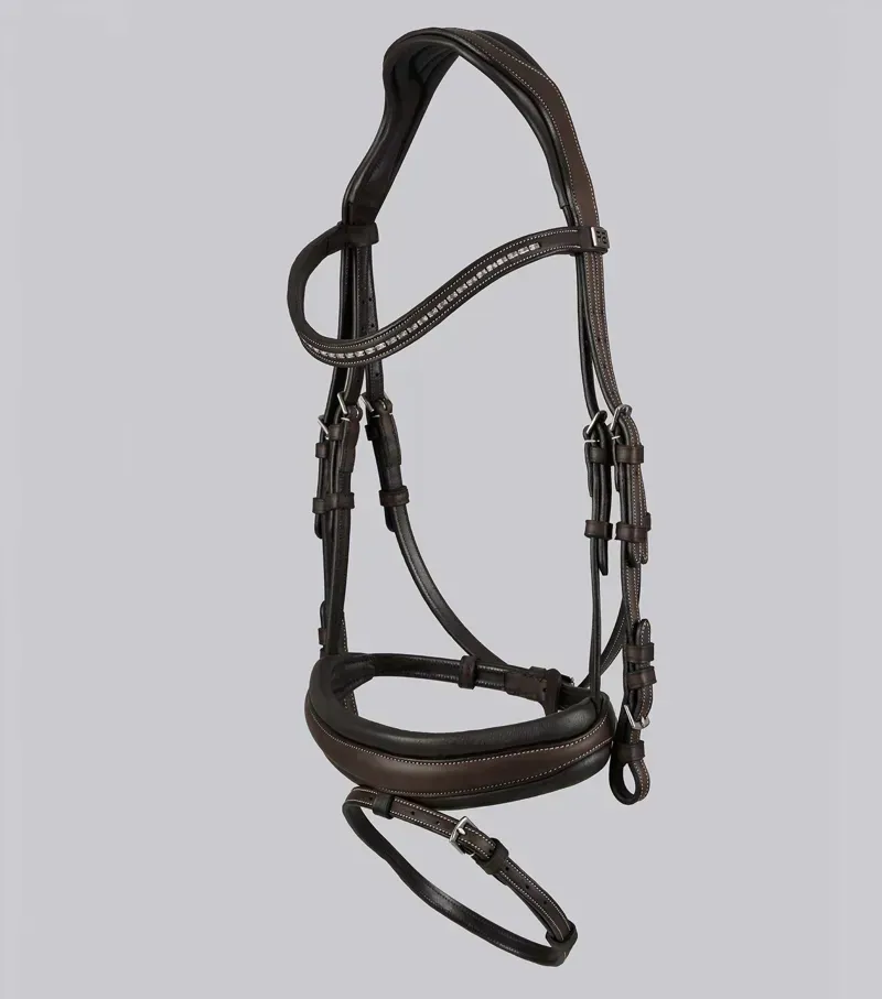 Premier Equine Veneto Anatomical Snaffle Bridle - Brown-4