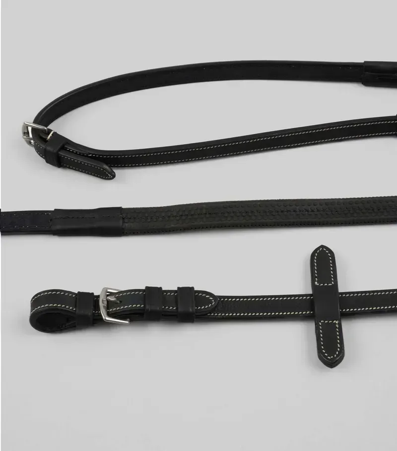 Premier Equine 5/8 Veneto Rubber Grip Reins - Black