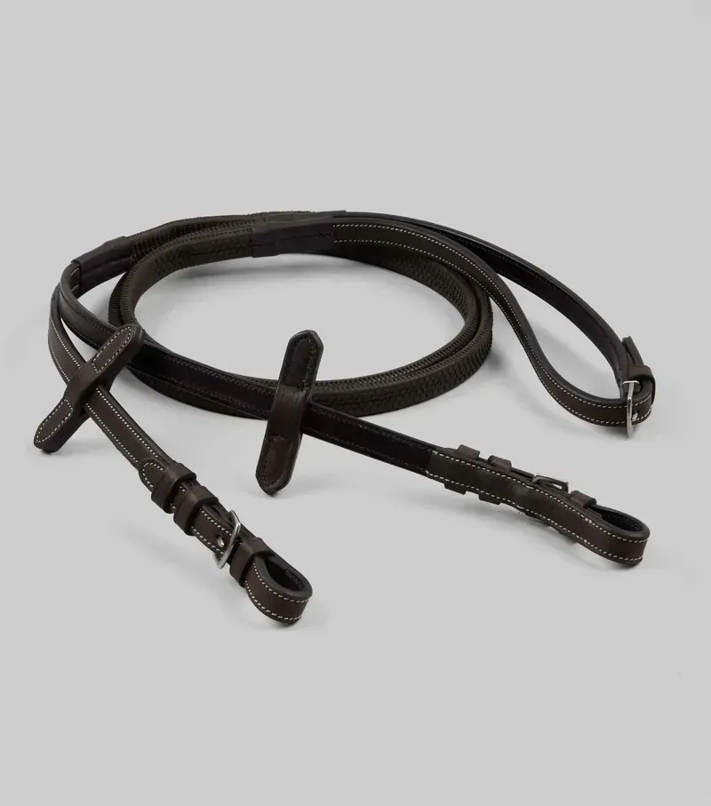 Premier Equine 5/8 Veneto Rubber Grip Reins - Brown-2