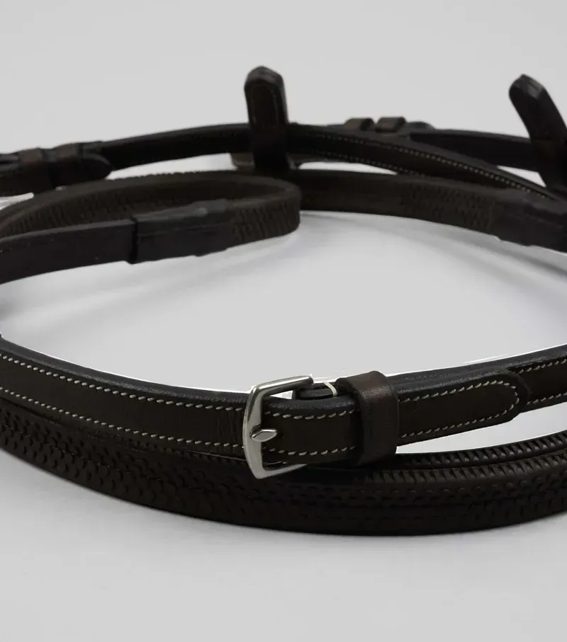 Premier Equine 5/8 Veneto Rubber Grip Reins - Brown-3