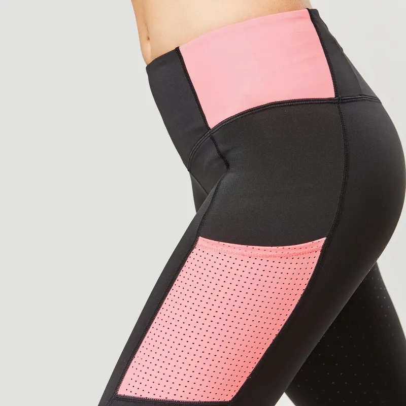 Dublin Power Performance Mid Rise Colour Block Tights - Coral-1