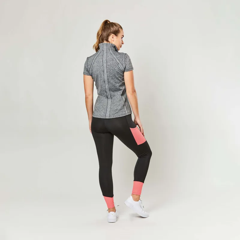 Dublin Power Performance Mid Rise Colour Block Tights - Coral-5