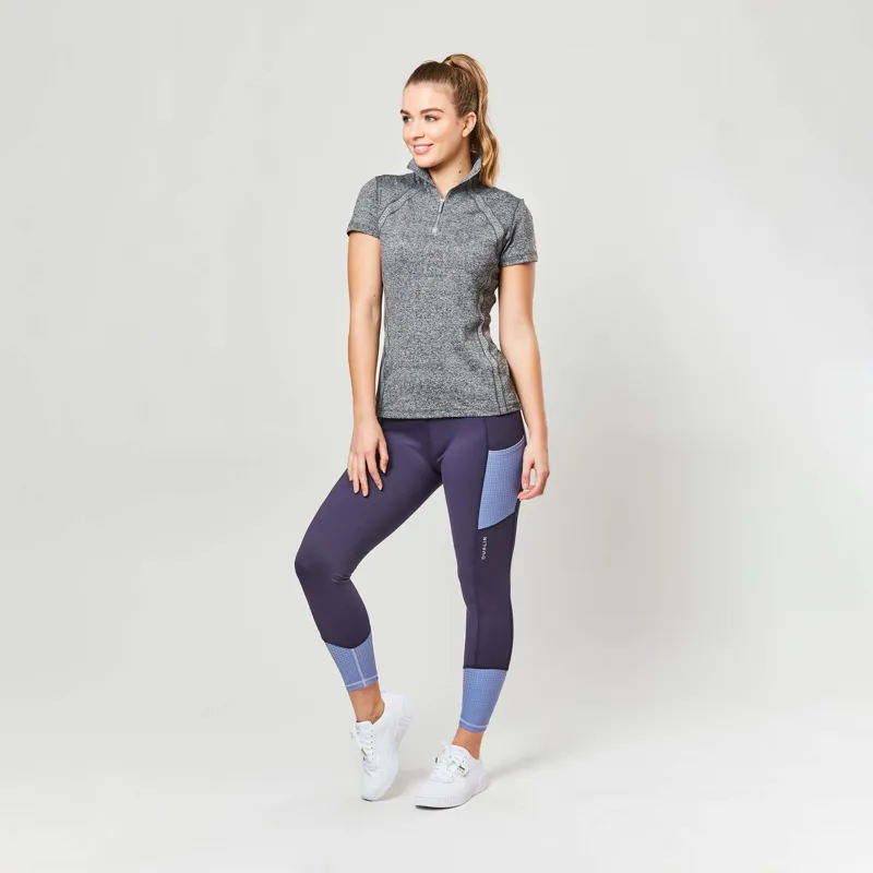 Dublin Power Performance Mid Rise Colour Block Tights - Blue-4