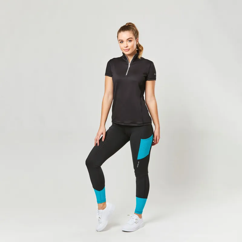 Dublin Power Performance Mid Rise Colour Block Tights - Aqua-2