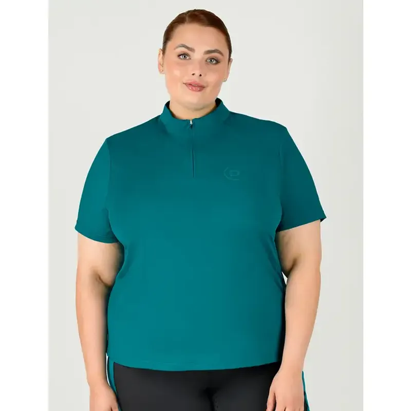 Dublin Curve Tabby Short Sleeve Riding Top - Deep Lake