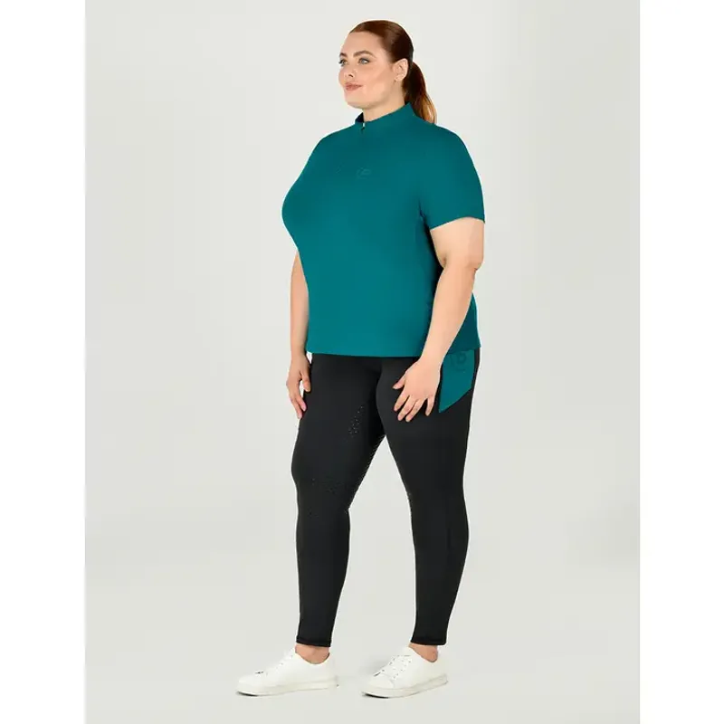 Dublin Curve Tabby Short Sleeve Riding Top - Deep Lake-1