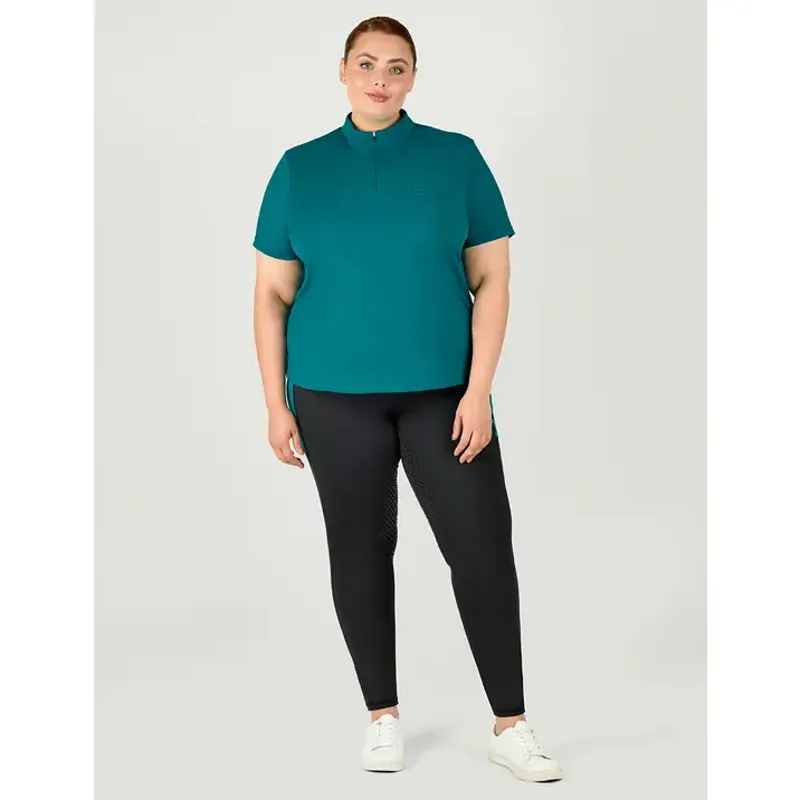 Dublin Curve Tabby Short Sleeve Riding Top - Deep Lake-2