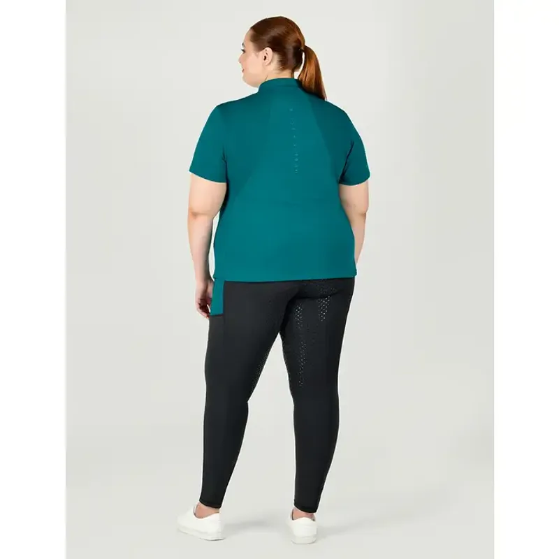Dublin Curve Tabby Short Sleeve Riding Top - Deep Lake-3