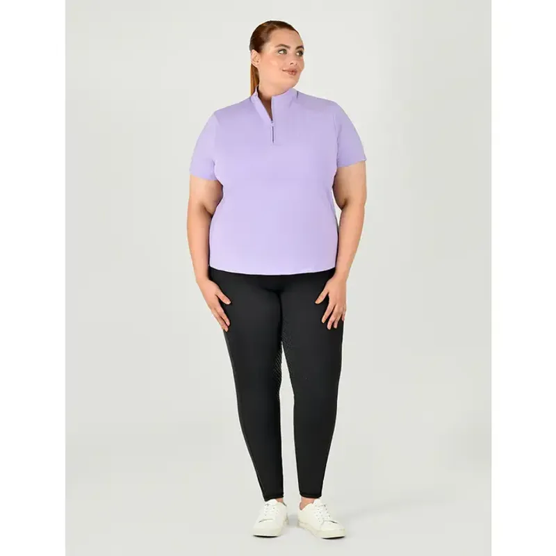 Dublin Curve Tabby Short Sleeve Riding Top - Mauve-2