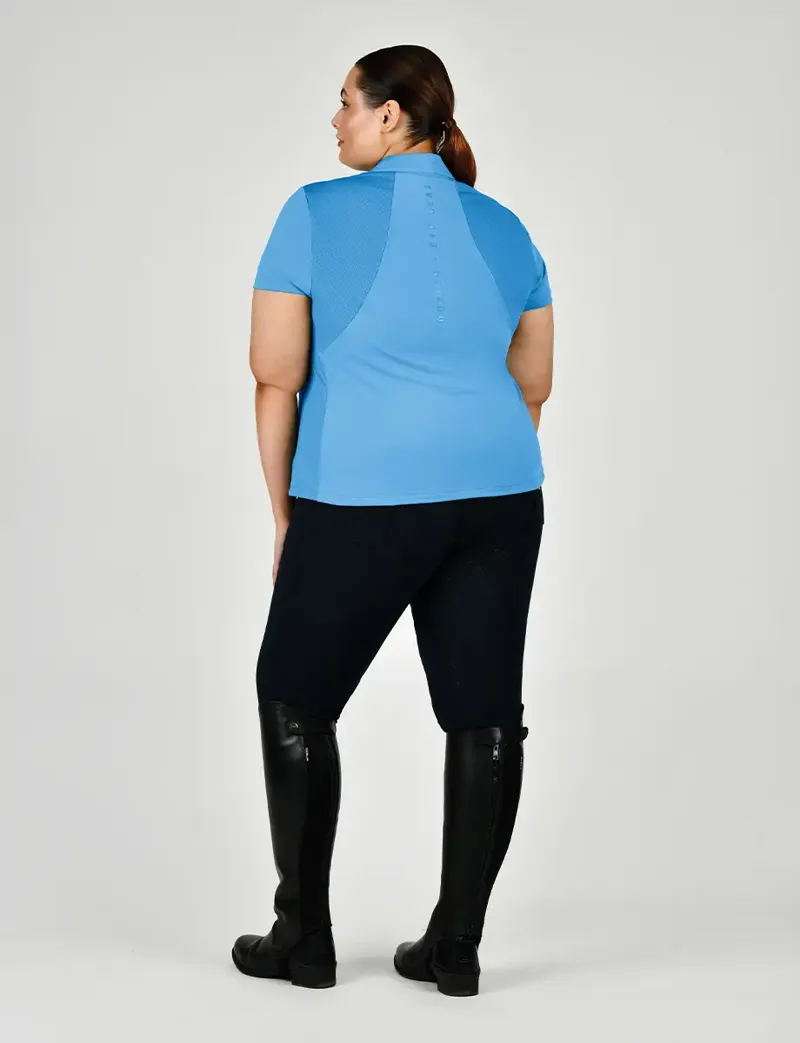 Dublin Curve Tabby Short Sleeve Riding Top - Coastal Blue-1