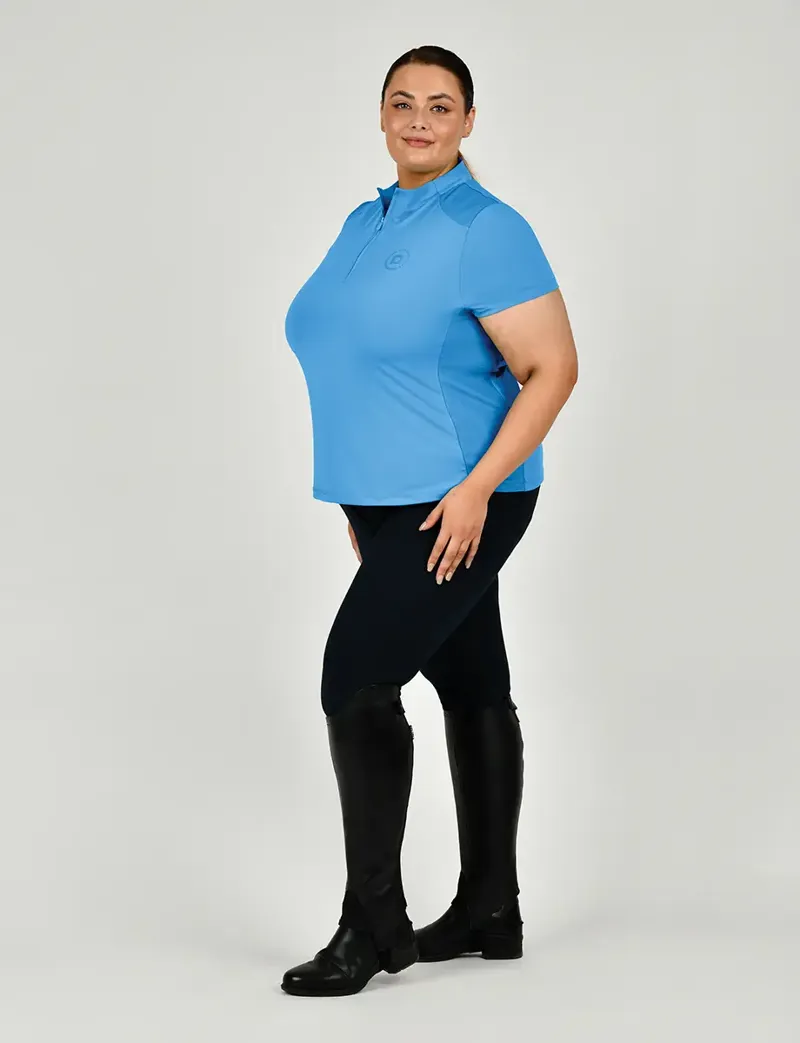 Dublin Curve Tabby Short Sleeve Riding Top - Coastal Blue-2