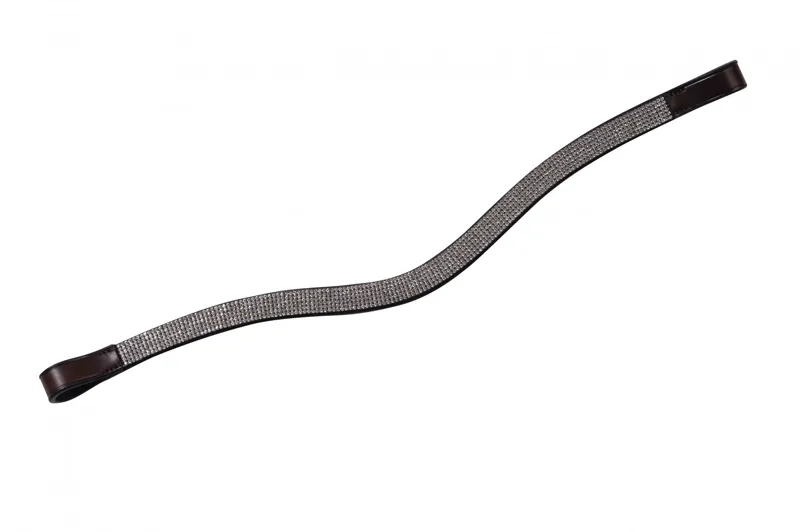 Collegiate Curved Silver Chain Browband - Brown