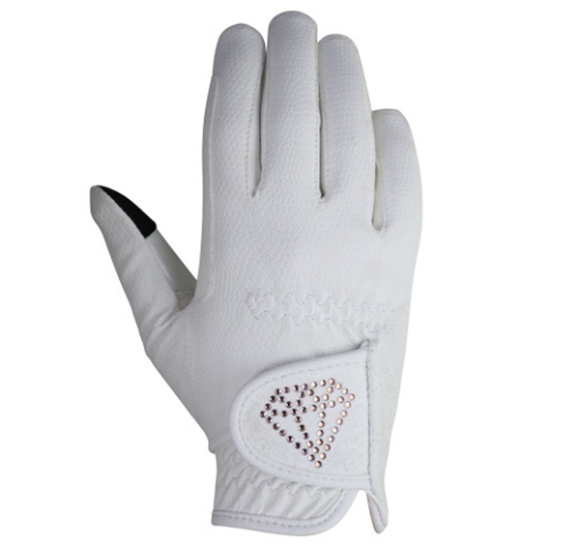 Hy Equestrian Cadiz Childrens Riding Gloves - White